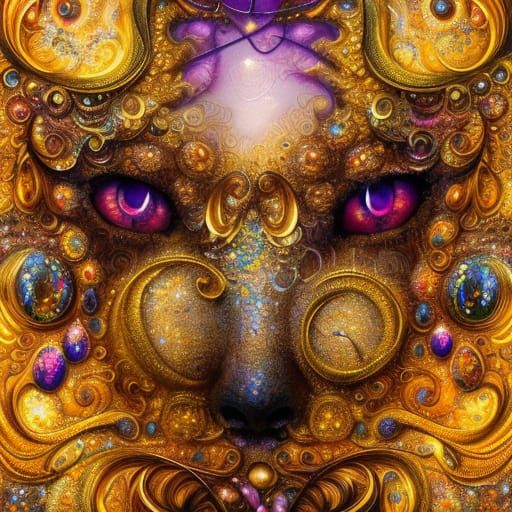 Glittering Fractal Alsatian in Digital Oil Painting Style