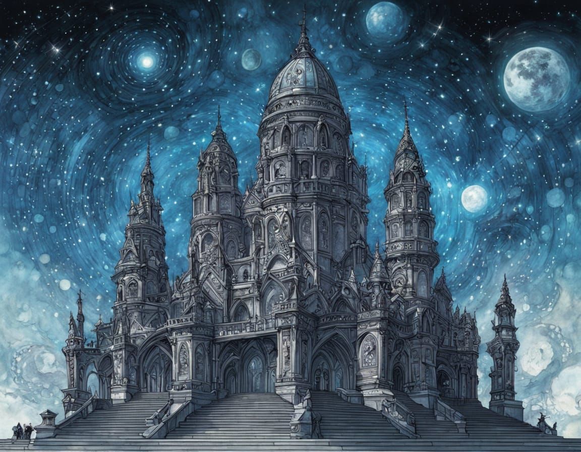 Ethereal Librarian Guardians Star Charts in Cosmic Library