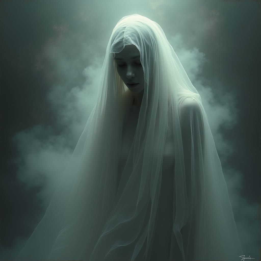 Ethereal Ghost Portrait in Gothic Romantic Style