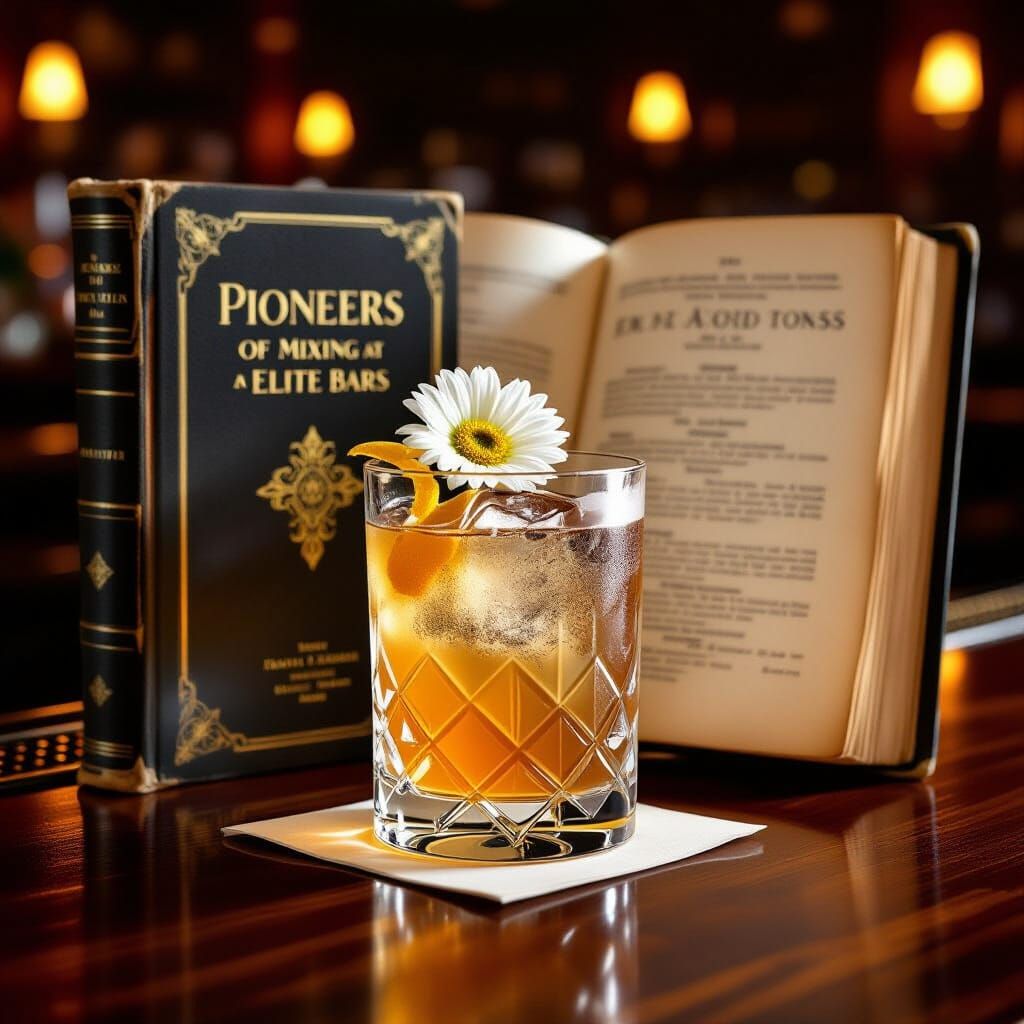 1934 Cosmopolitan Daisy Cocktail With Vintage Bar Book