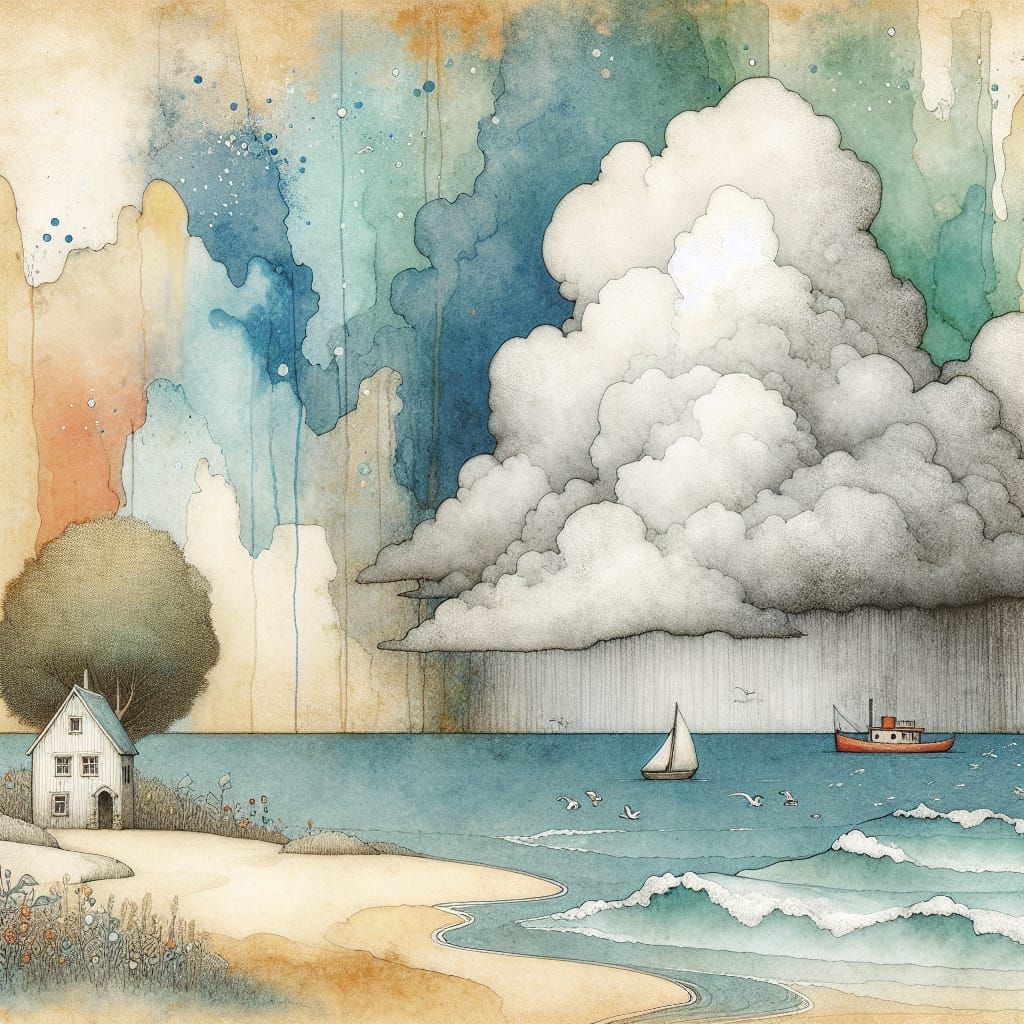 Seahouse Water Color