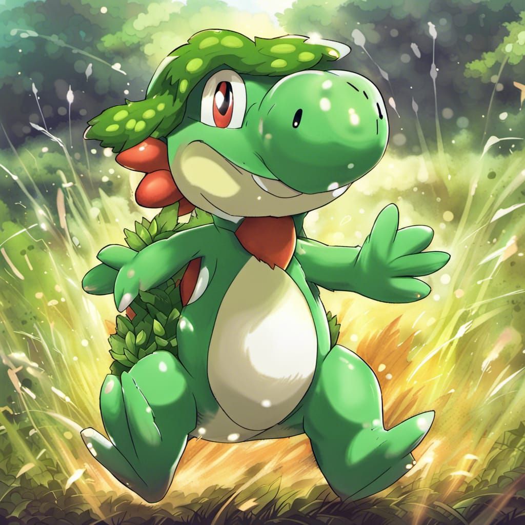 Yoshi as a Grass-Type Pokémon Starter