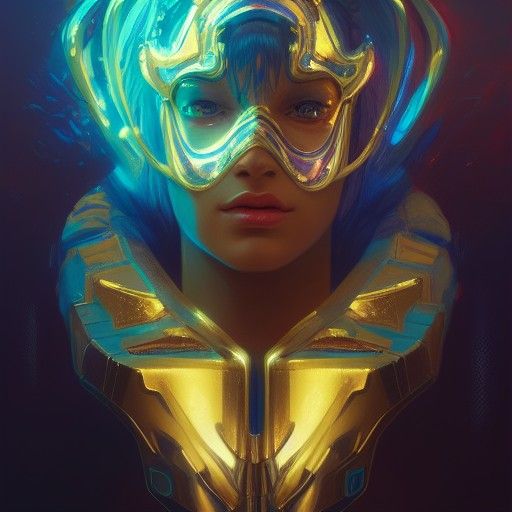 Neon Knight in Nature, Digital Art