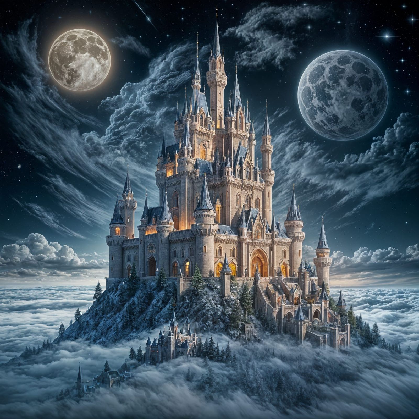 Ethereal Castle amidst Cosmic Whispers