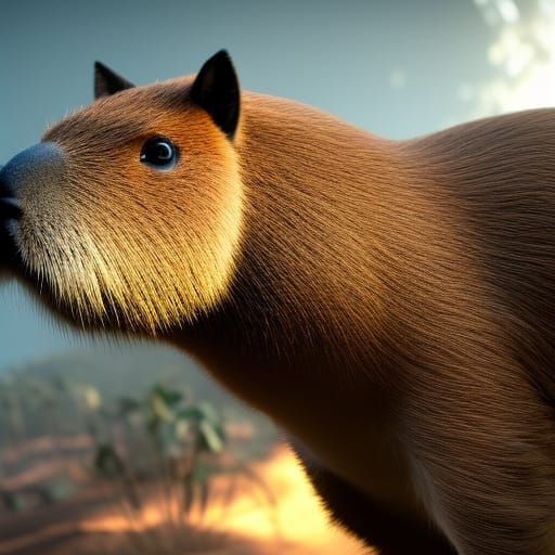 Futuristic Sci-Fi Capybara with Mech Details