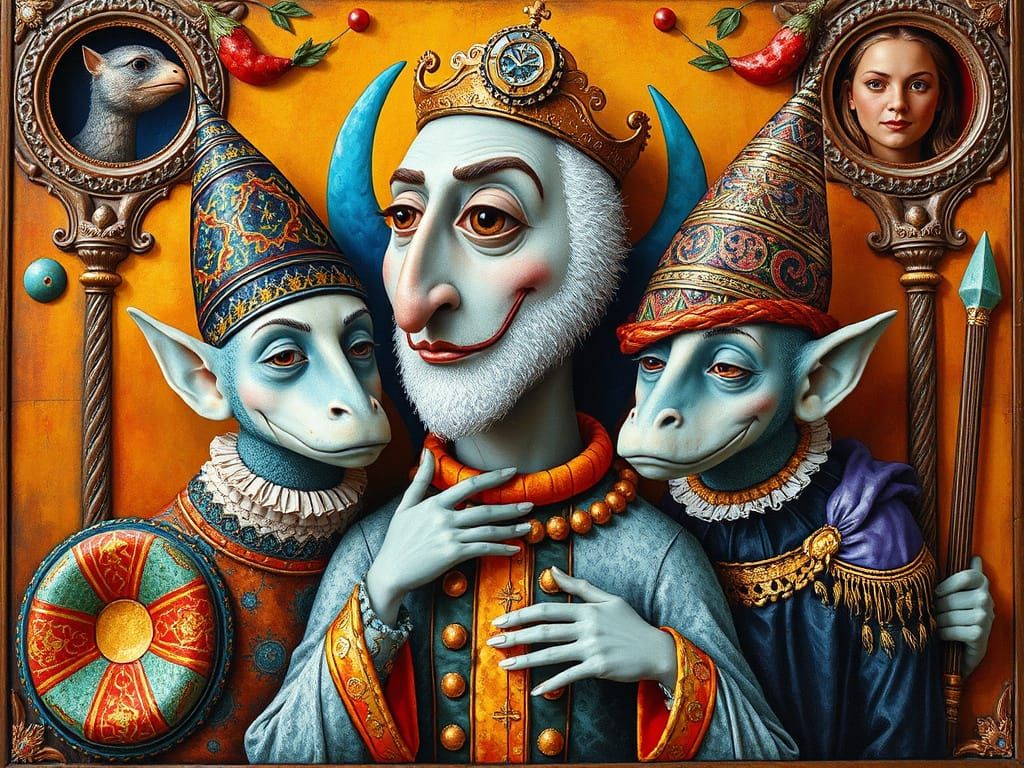 Whimsical Royal Family in Surreal Abstract Style