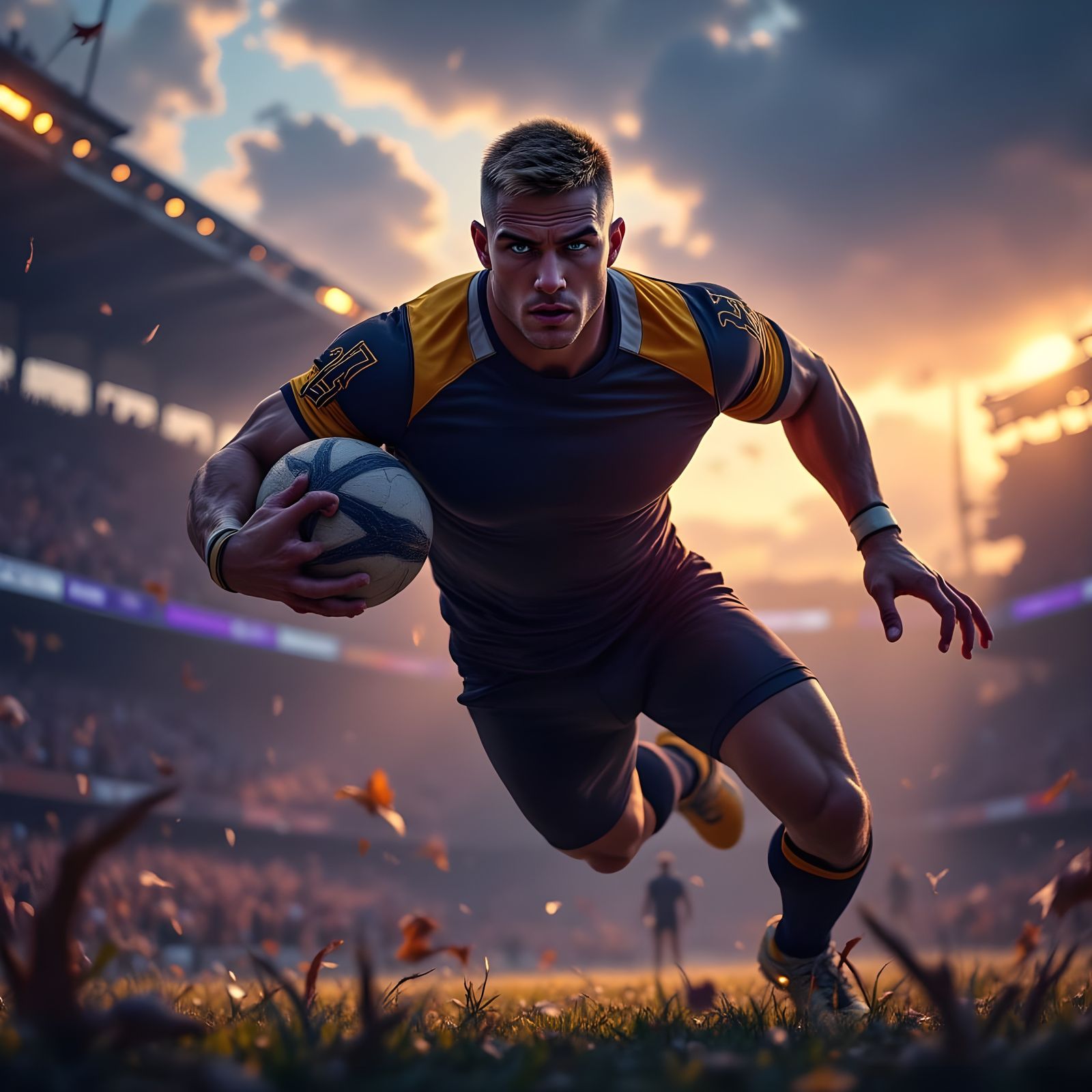 Rugby Player in Dramatic Cinematic Tackle