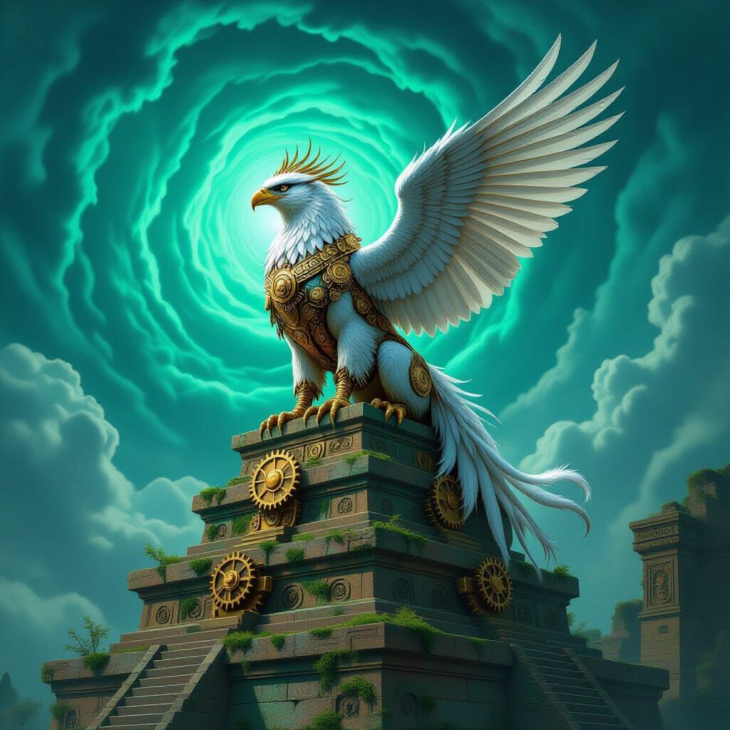 Majestic Clockwork Griffin on Ziggurat