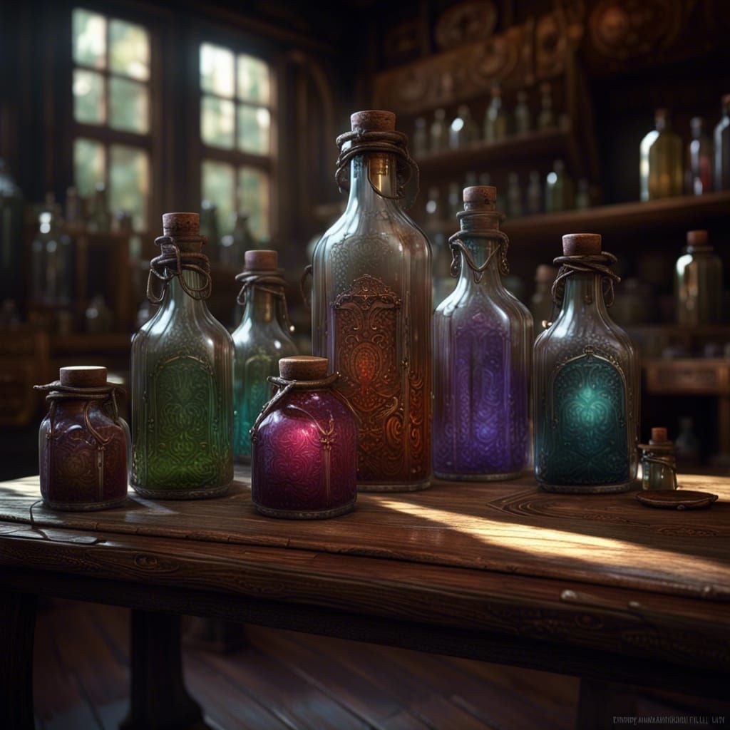 Ornate Health Potions for Sale: Dark Fantasy Art