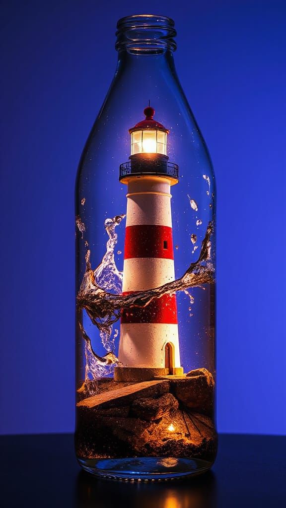 Lighthouse in a Bottle: 3D Splash Art