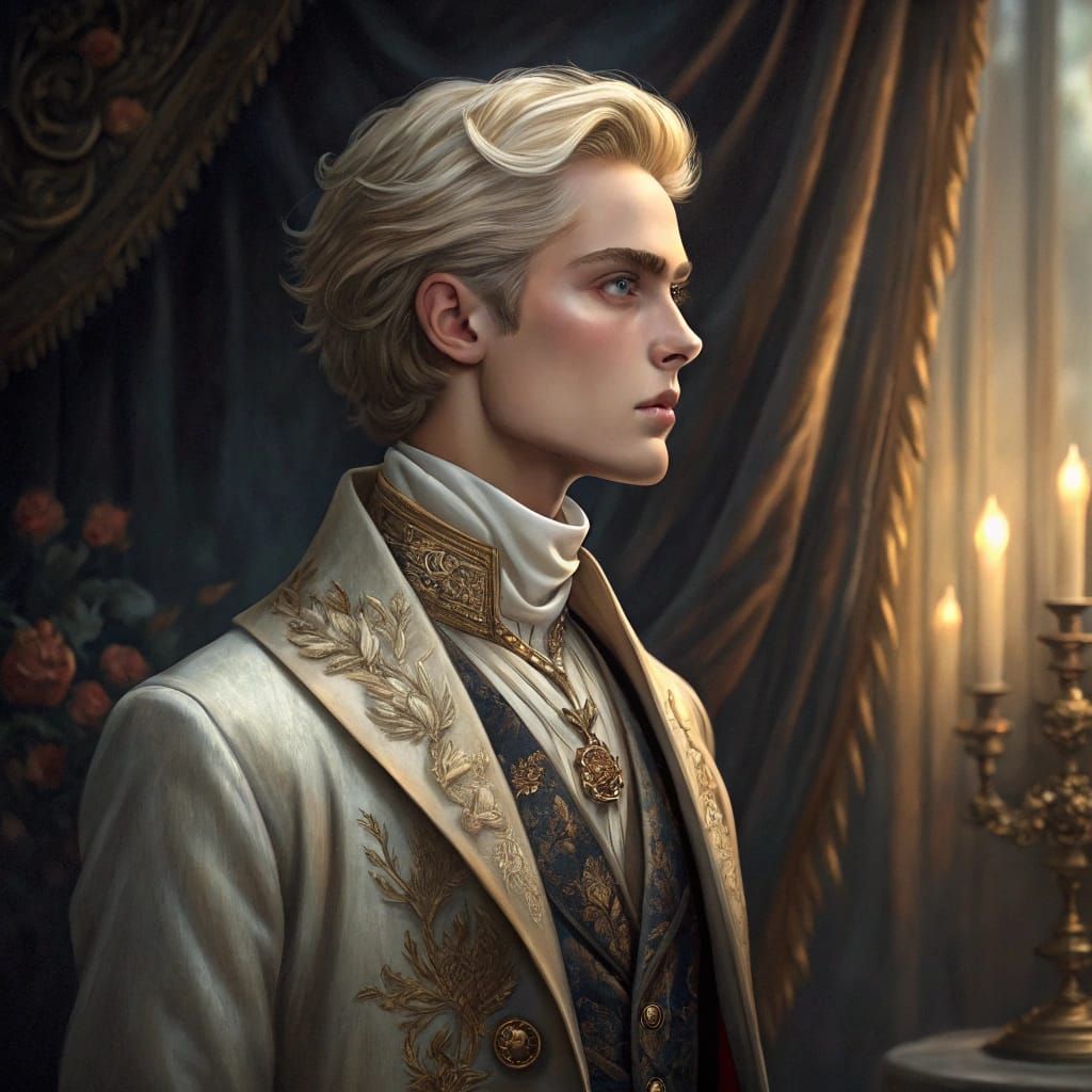 Elegant Elven Nobleman in Velvet Luxury