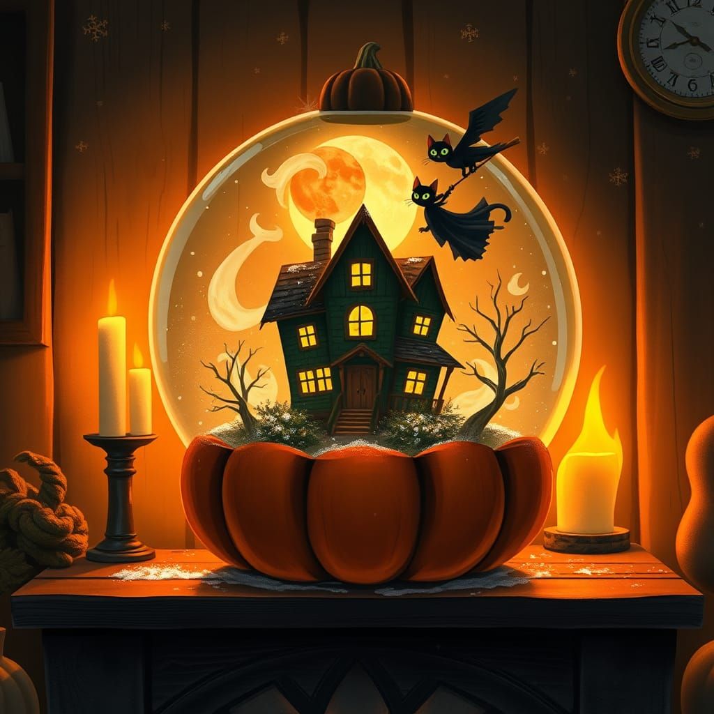 Halloween Snow Globe with Haunted House