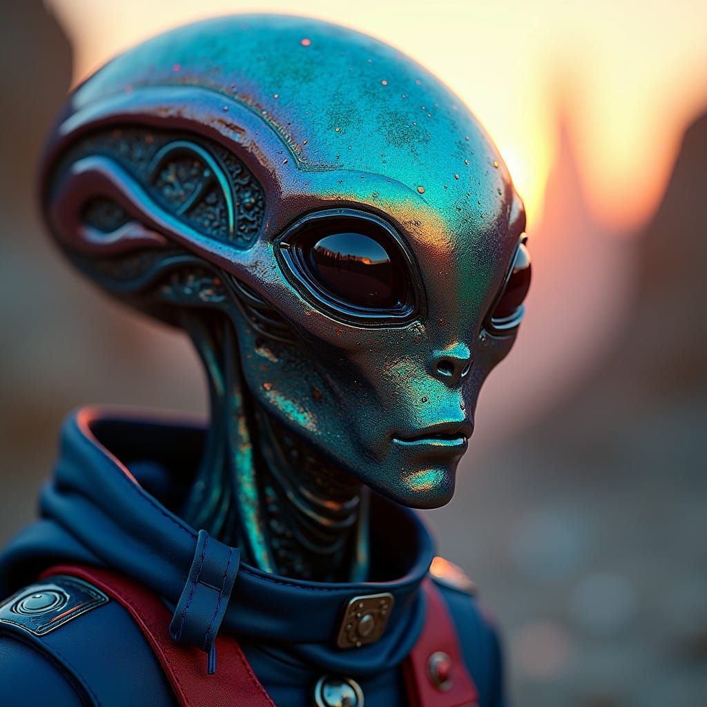 Ethereal Alien Portrait in Iridescent Splendor