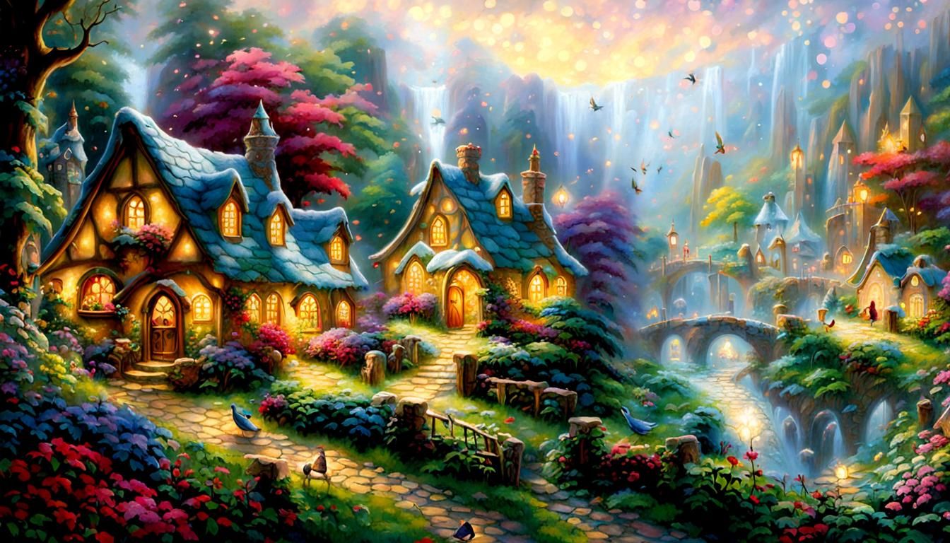 Ethereal Fairy Village in Luminist Style