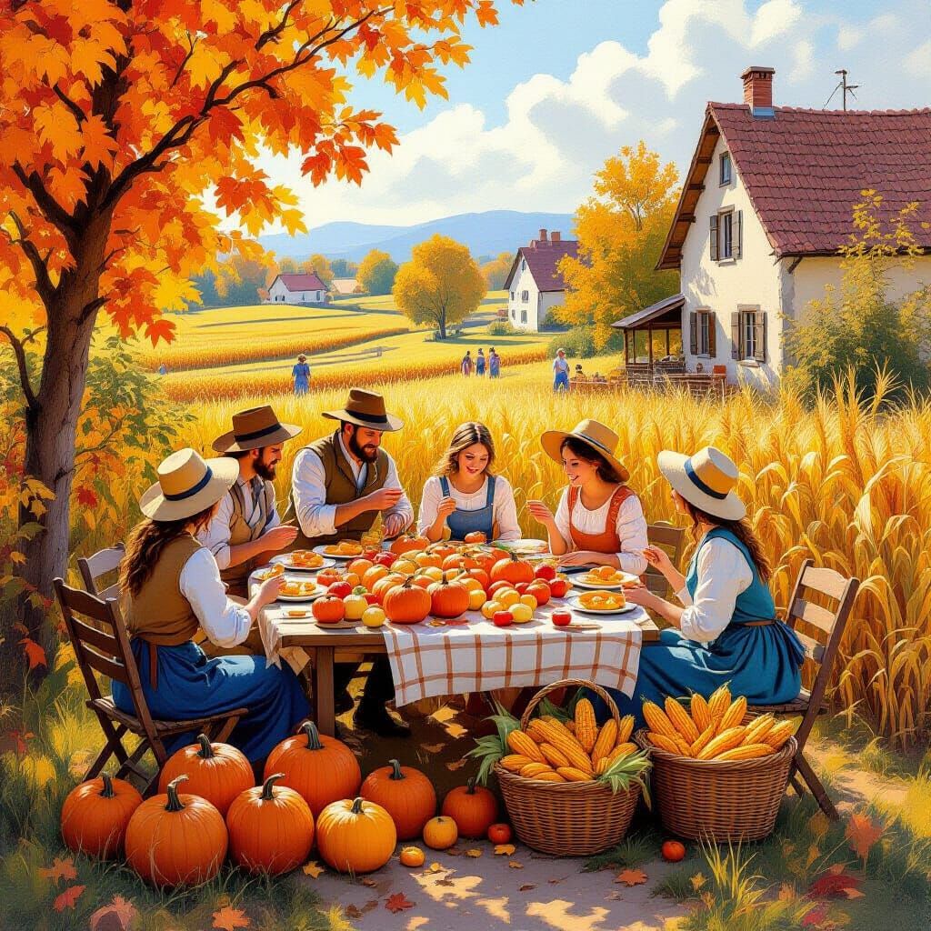 Golden Autumn Harvest Festival in Quaint Village