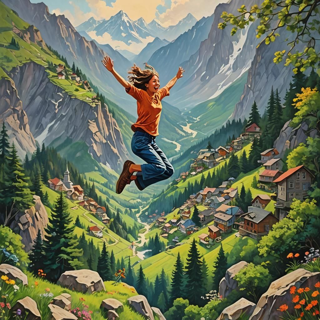 Leaping Figure: Fantastical Art in Deep Color