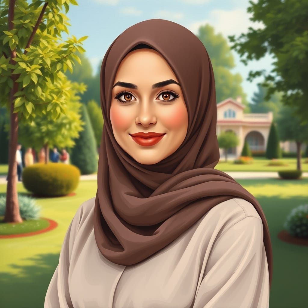 Minimalist Oil Painting of Woman in Hijab