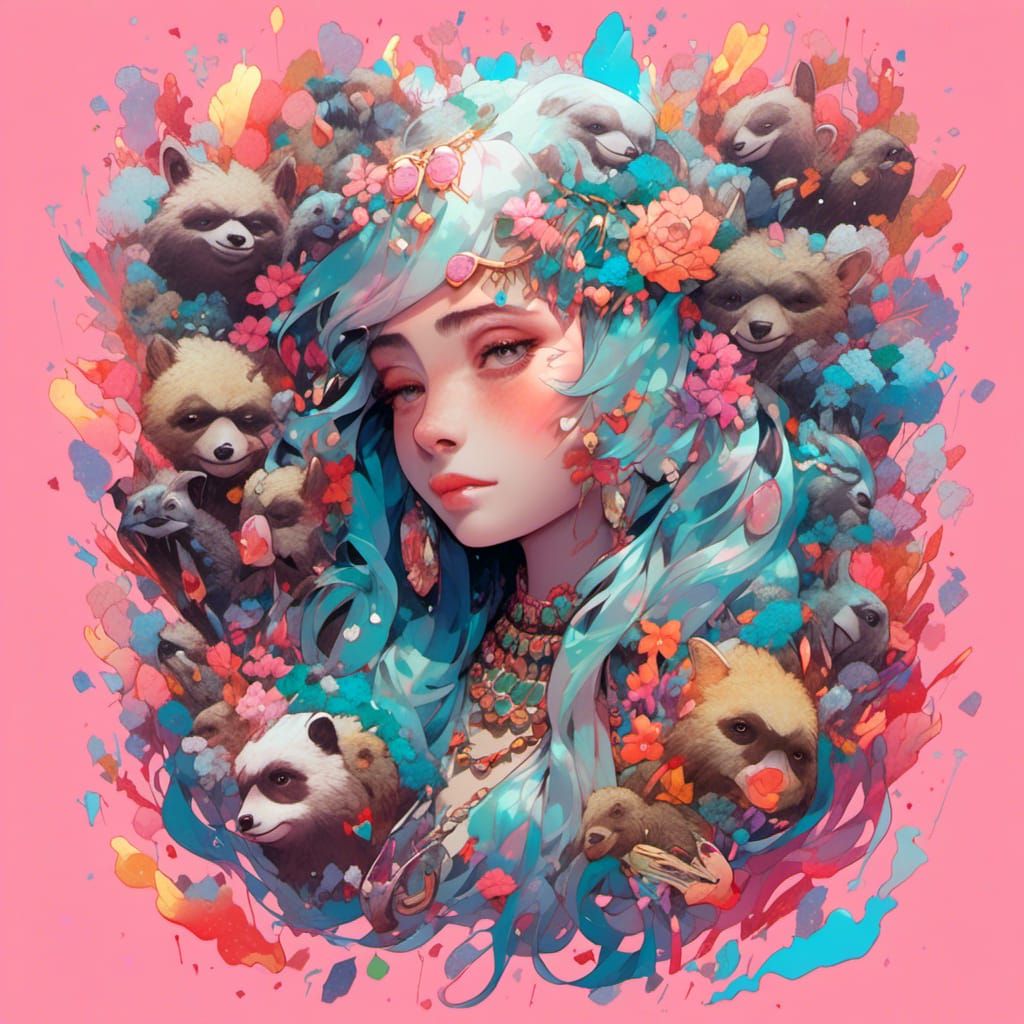 Sloths and Jewellery in Graffiti Splash Art Style