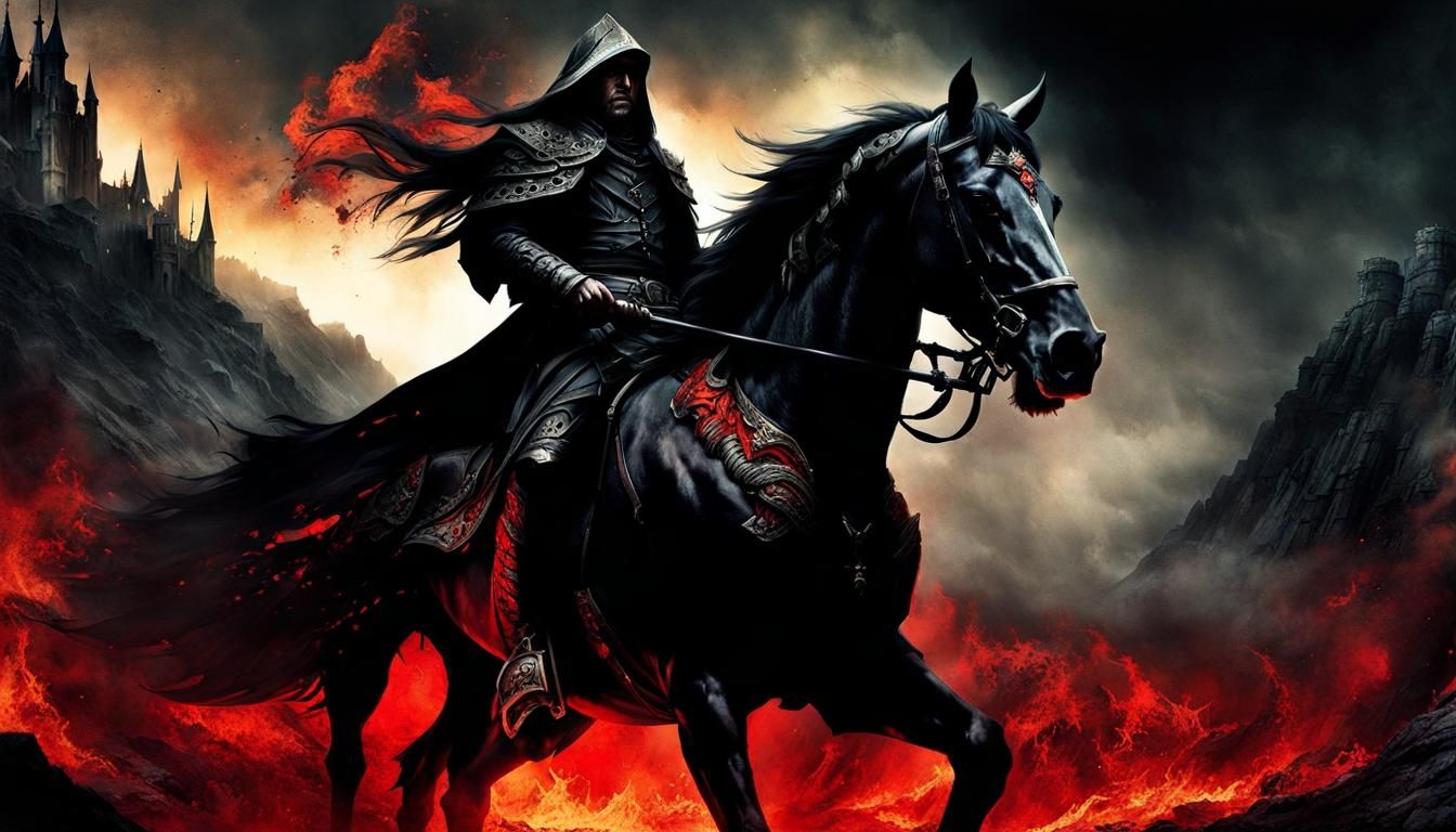 Sinister Demon Horse in Dark Fantasy Style