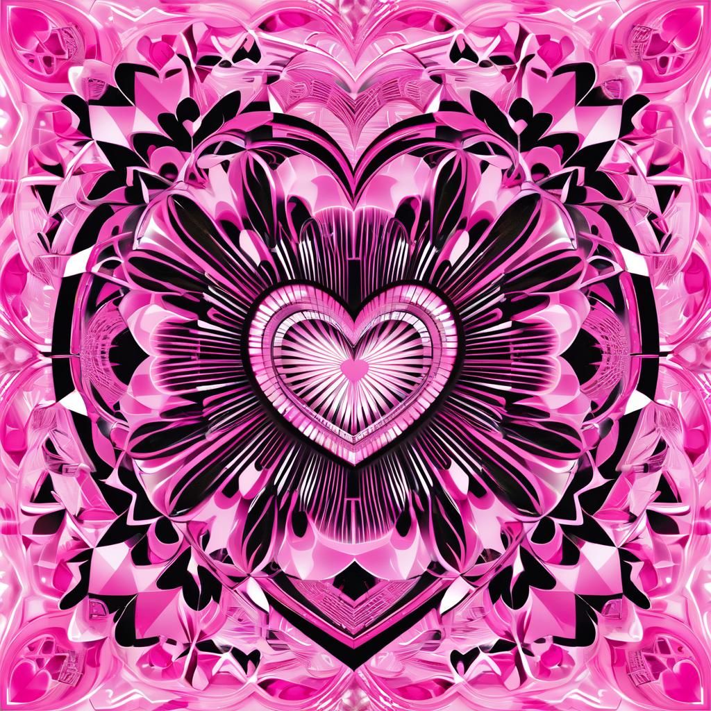 Symmetrical Pink Heart Motif: Healing and Balance