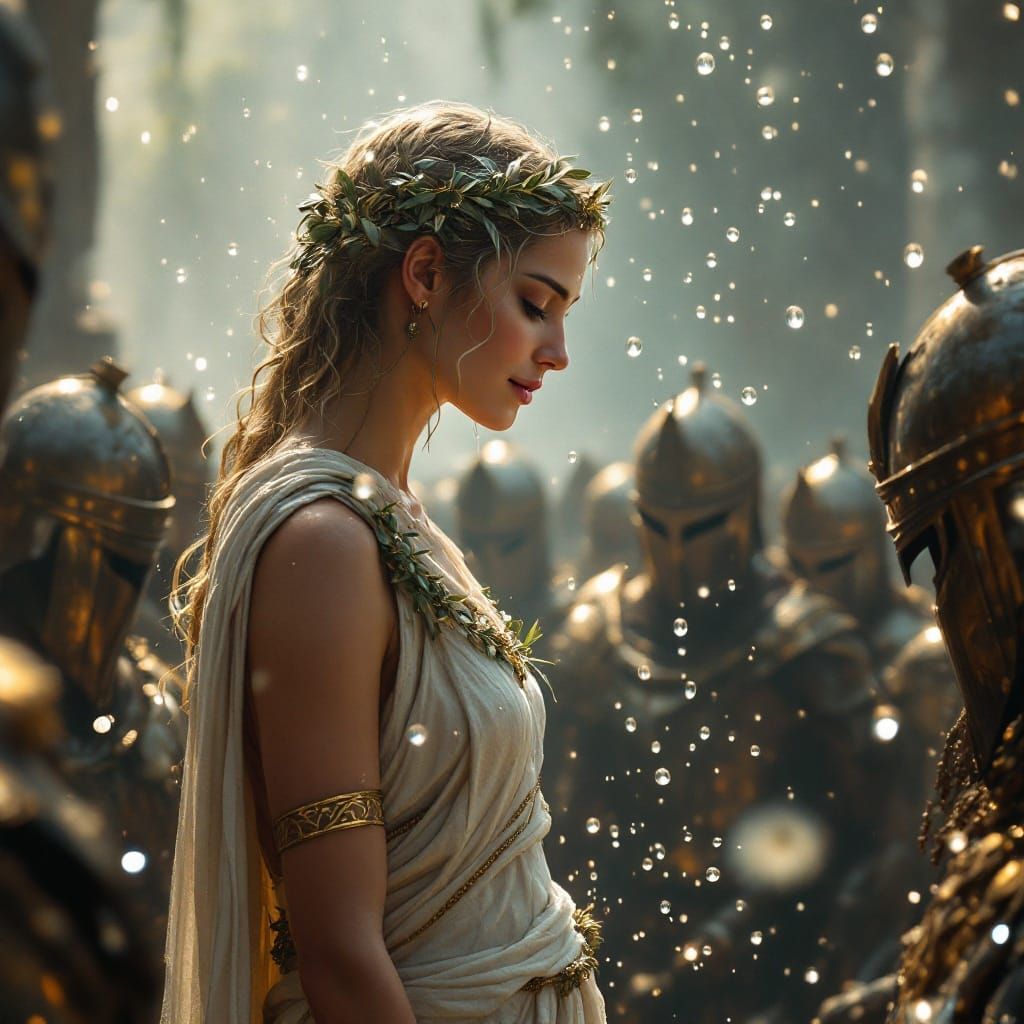 Athena Blesses Warriors Before War, Fantasy Art