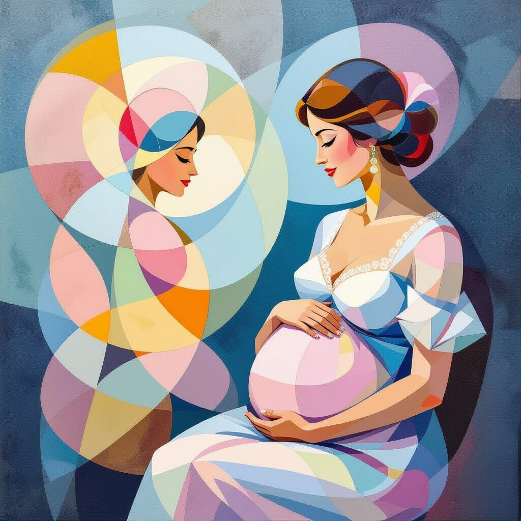 Surreal Cubist Painting of Oxytocin's Social Influence