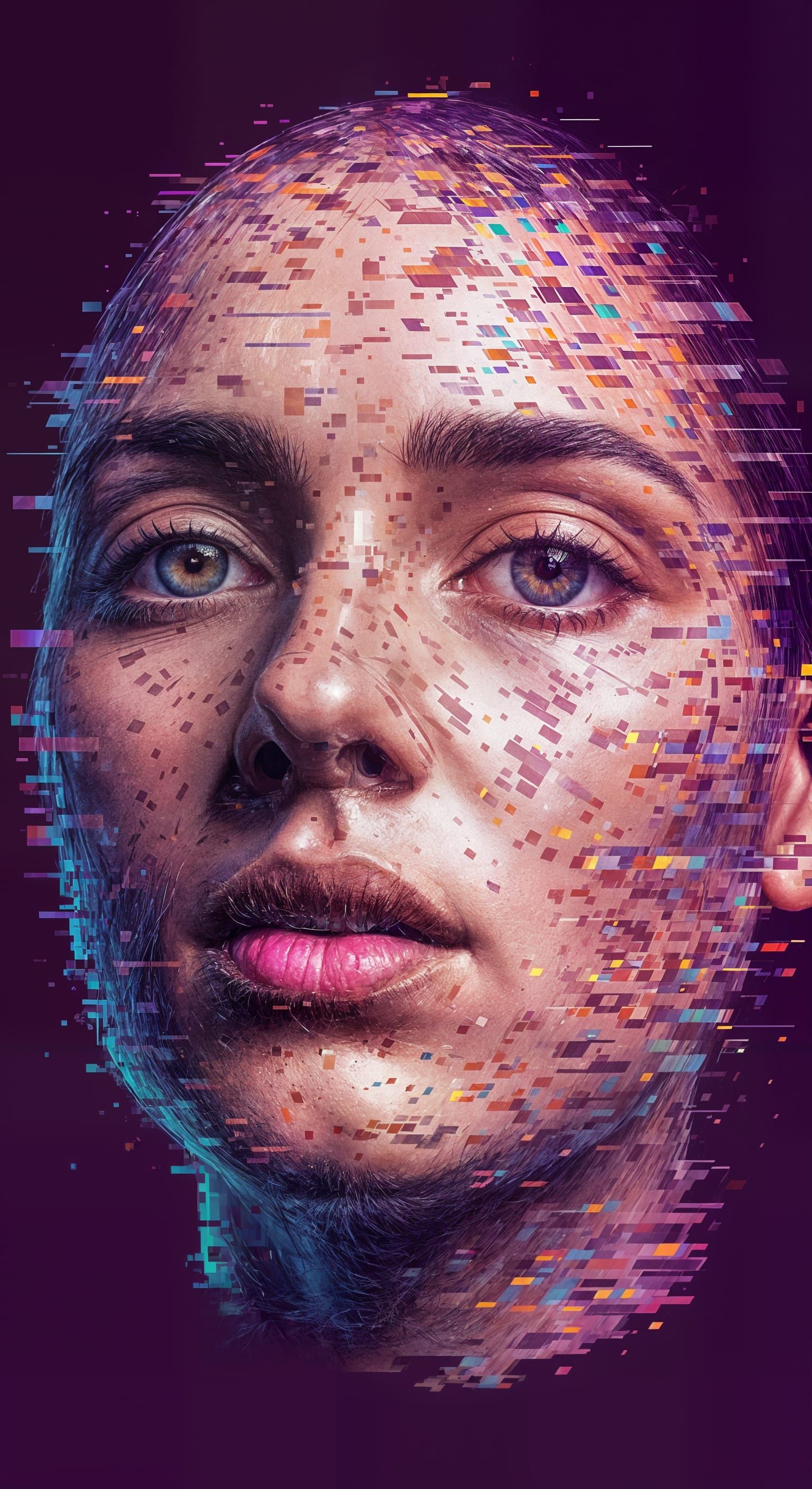 Distorted Portrait with Glitch Art Effects