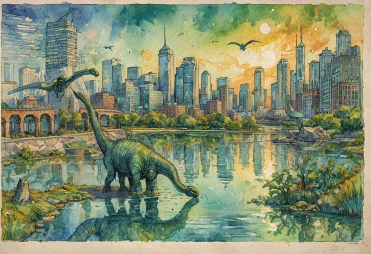 Prehistoric Landscape Meets Futuristic City