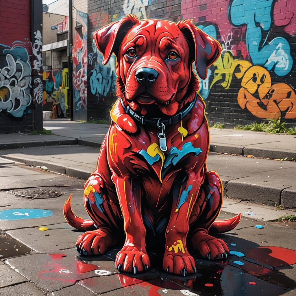 Clifford the Big Red Dog in Graffiti Art Style