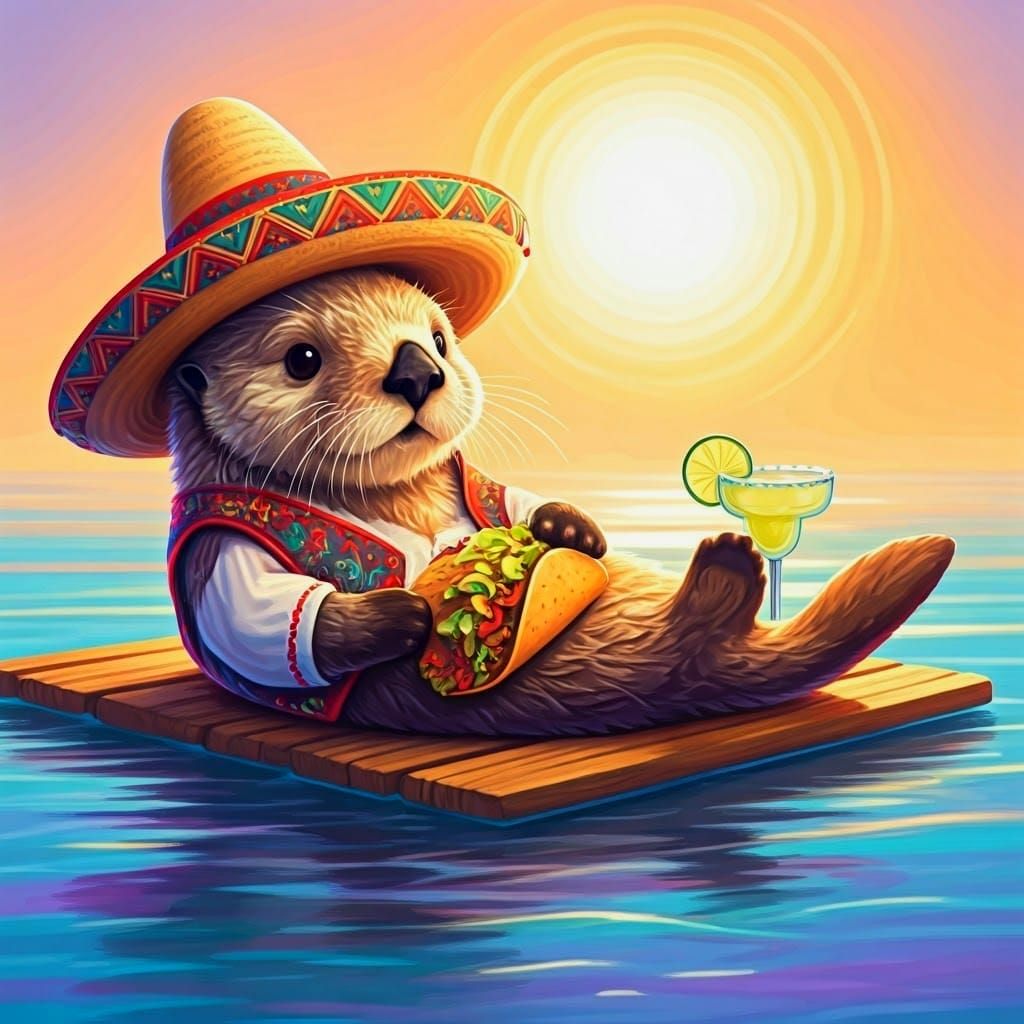 Sea Otter Fiesta: Taco, Sombrero, and Margarita