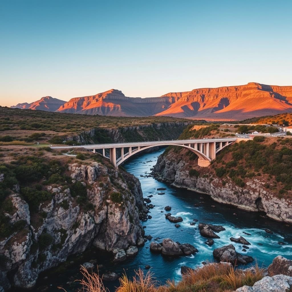 Surreal Landscape Painting of a South African Bridge