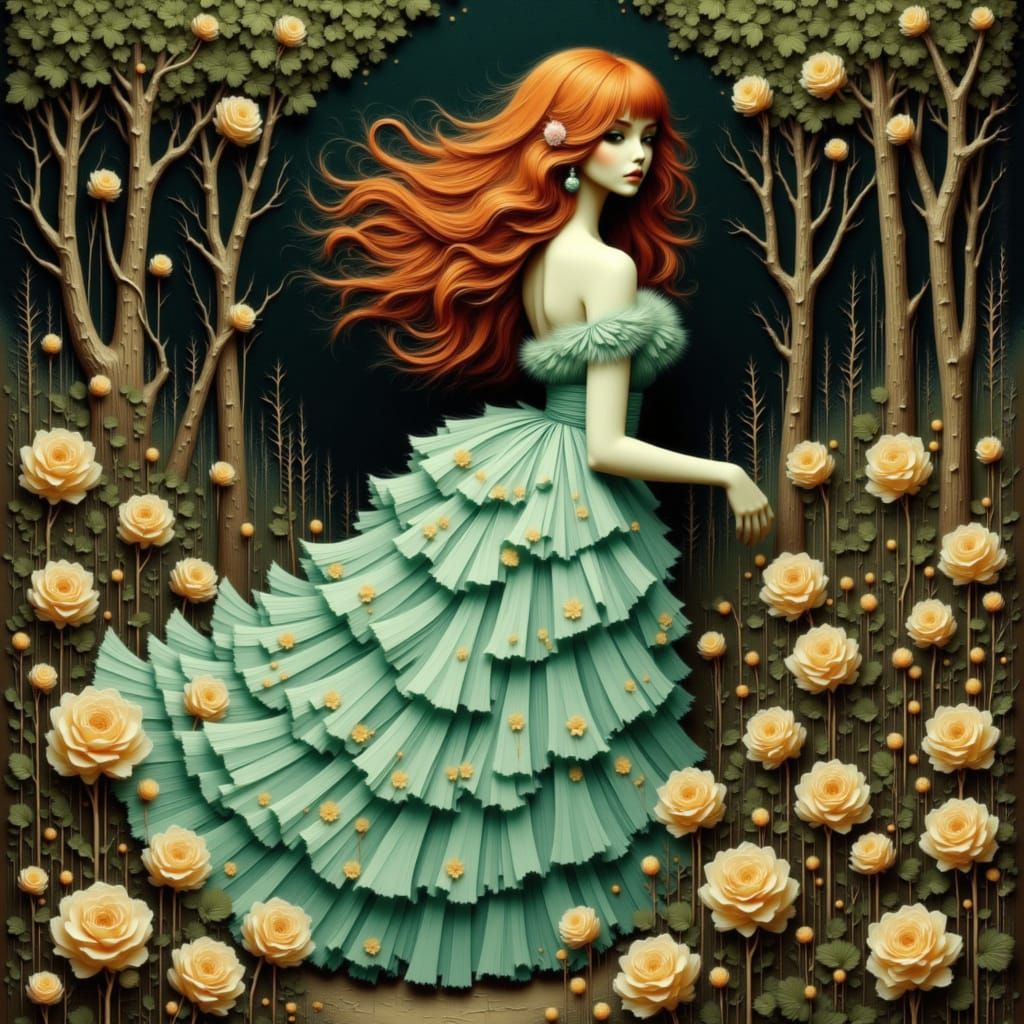 Art Nouveau Maiden in a Floral Garden