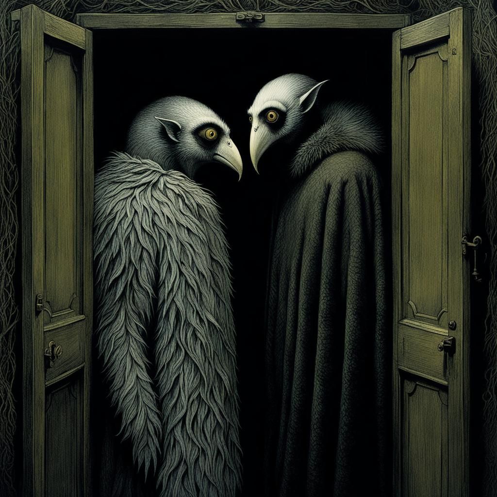 Wardrobe Eyes: A Gothic Horror Illustration