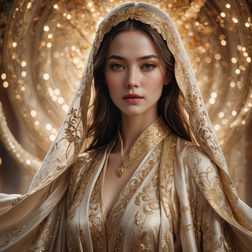 Ethereal Woman Portrait in Golden Light