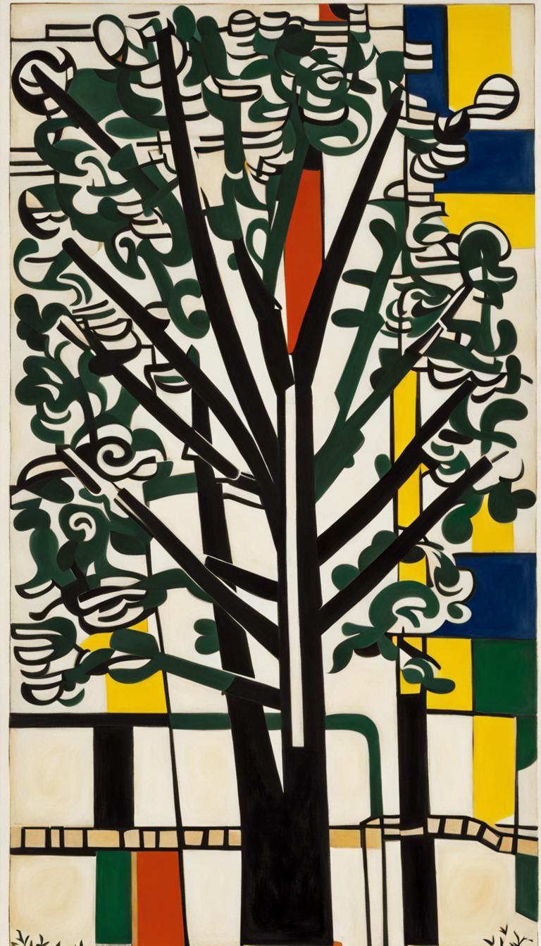 Cubist Tree Inspired by Fernand Léger