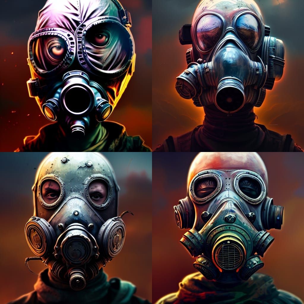 Gas Masked Super Villain in Post-Apocalyptic Fantasy Art