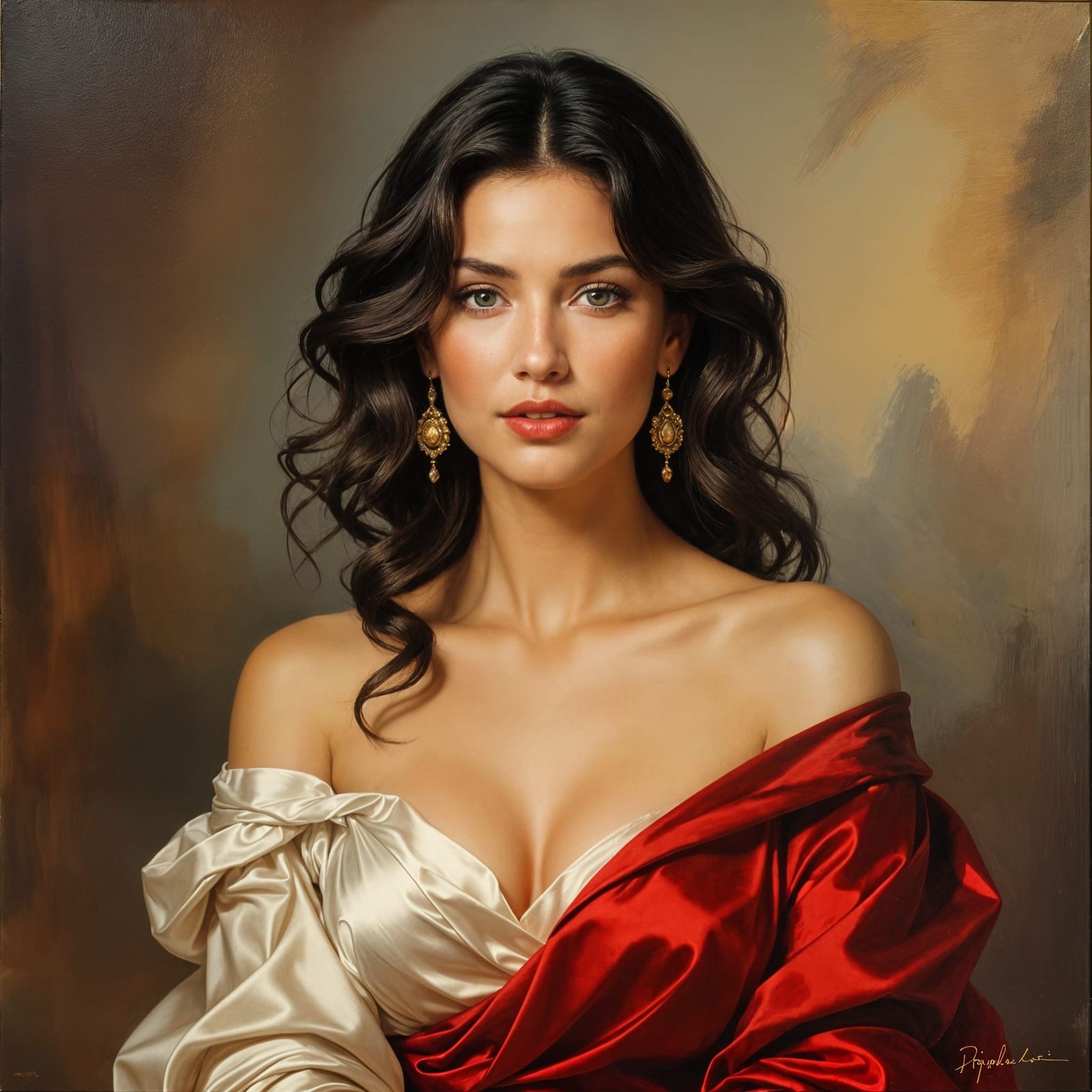Romantic Oil Portrait of a Woman in Warm Hues