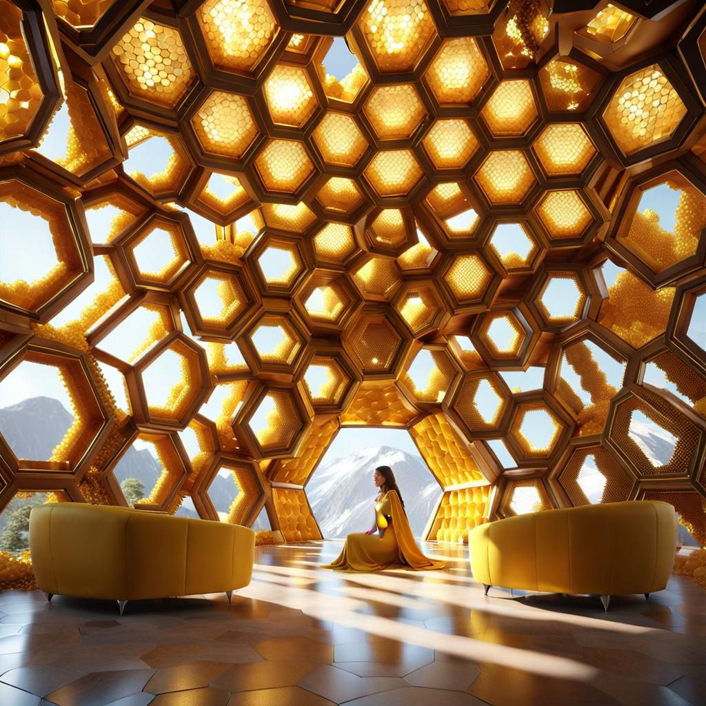 Bee Queen in Honeycomb Dome, Pixar Style