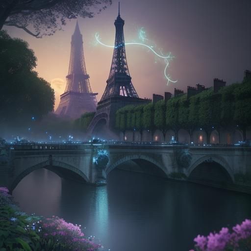 Eiffel Tower in Fantasy Concept Art Style