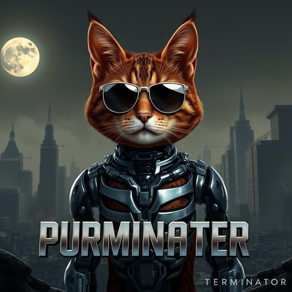 Cybernetic Cat Assassin in Post-Apocalyptic City