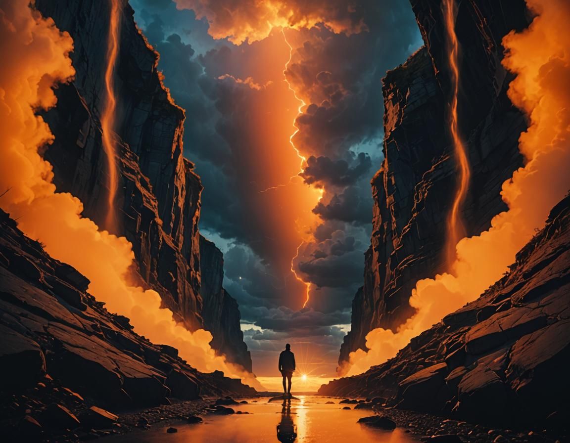 Dramatic Cliffside Silhouette in Cinematic Style