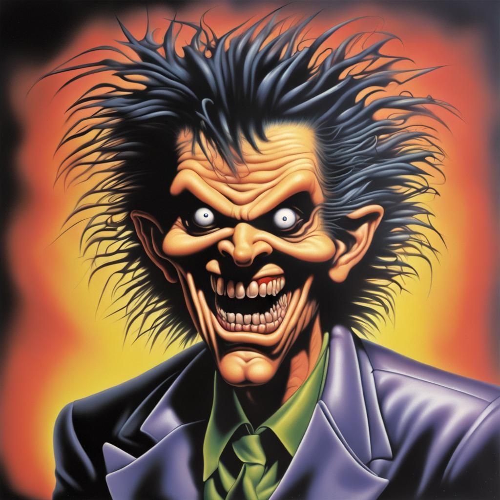 Dystopian Man with Mouth-Eyes: 80s Airbrush Art