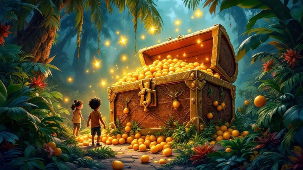 Golden Jackfruit Treasure Chest in Hyperrealistic Style