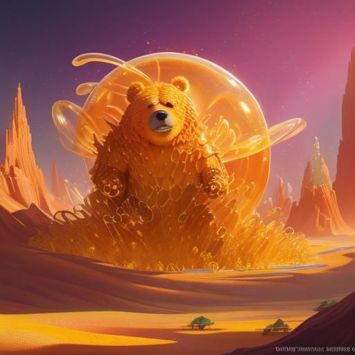 Honey Bear in Candy Land: Digital Splash Art
