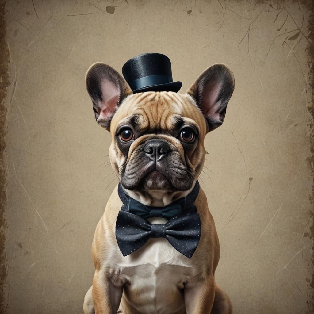 French Bulldog in Bowler Hat, Fantasy Portrait