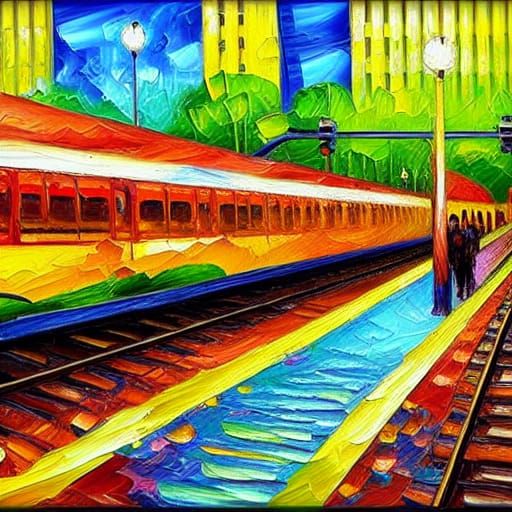 Subway Station in Neo-Impressionist Expressionist Style