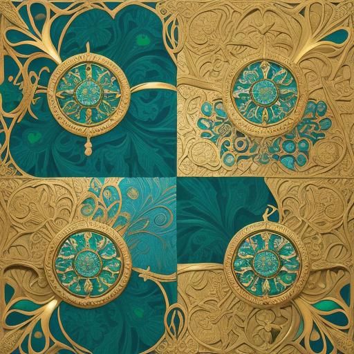 Woman with Clover in Art Nouveau Style