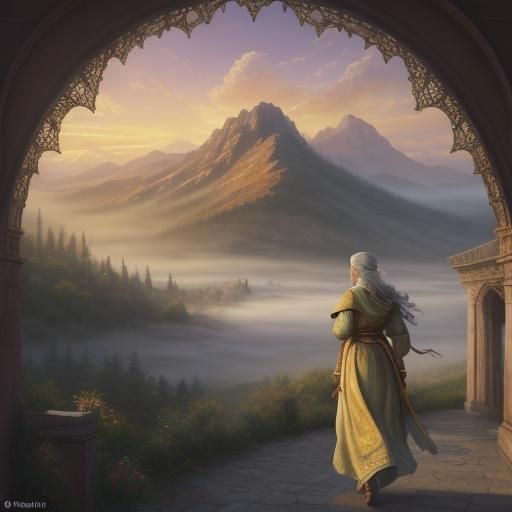 Dornish Landscape with Figure in Watercolor Style