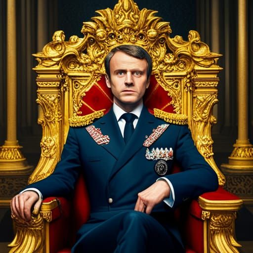 Macron on Game of Thrones Throne, Wes Anderson Film