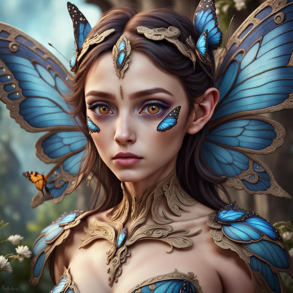 Butterfly-Winged Figure in Detailed Matte Painting